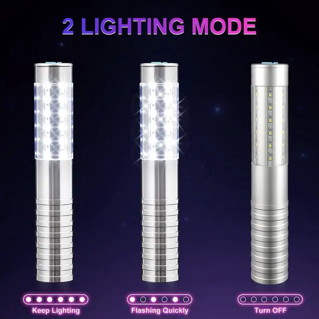 Alt view image 4 of 7 - 6 Pcs Upgrade LED Bottle Service Lights, Silver | Rechargeable, Waterproof, Premium Aluminum Alon Material, for Parties Bar Club Nightclub Birthday Weddings