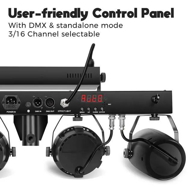 Alt view image 6 of 7 - DJ Lights Package with Stand 7.5Ft, DJ Light for Parties Sound Activated, DMX & Remote Control Portable Gig Bar Lights LED Stage Lighting System for Band, Booth, Wedding, Events, Shows