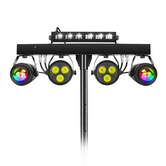 Alt view image 7 of 7 - DJ Lights Package with Stand 7.5Ft, DJ Light for Parties Sound Activated, DMX & Remote Control Portable Gig Bar Lights LED Stage Lighting System for Band, Booth, Wedding, Events, Shows