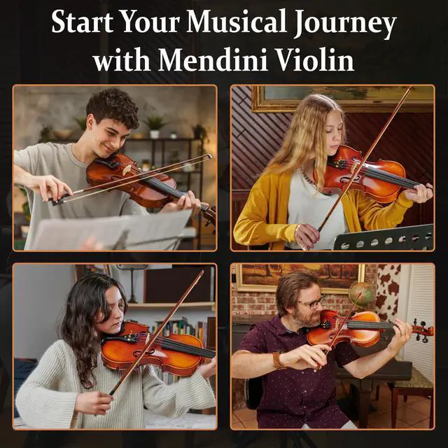 Alt view image 7 of 7 - 3/4 Violin Set For Beginners - Hand Carved Acoustic Violins Set - Fiddle Solidwood Kit with Hard Case, Two Bows, Tuner, Rosin, Shoulder Rest, Extra Strings, Lesson Book