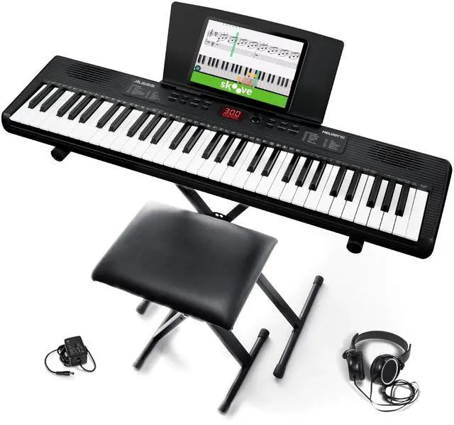 Main image of Melody 61 MK4 Keyboard Piano for Beginners with 61 Keys, Speakers, Stand, Bench, Headphones, Tablet/Sheet Music Stand, 300 Sounds and Music Lessons