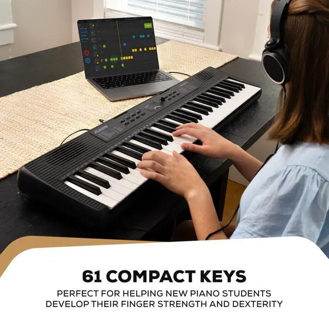 Alt view image 4 of 7 - Melody 61 MK4 Keyboard Piano for Beginners with 61 Keys, Speakers, Stand, Bench, Headphones, Tablet/Sheet Music Stand, 300 Sounds and Music Lessons