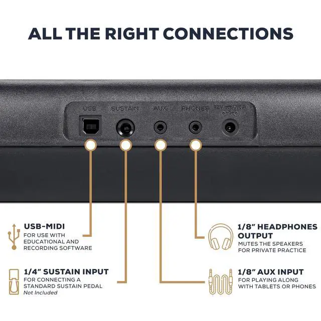 Alt view image 7 of 7 - Melody 61 MK4 Keyboard Piano for Beginners with 61 Keys, Speakers, Stand, Bench, Headphones, Tablet/Sheet Music Stand, 300 Sounds and Music Lessons