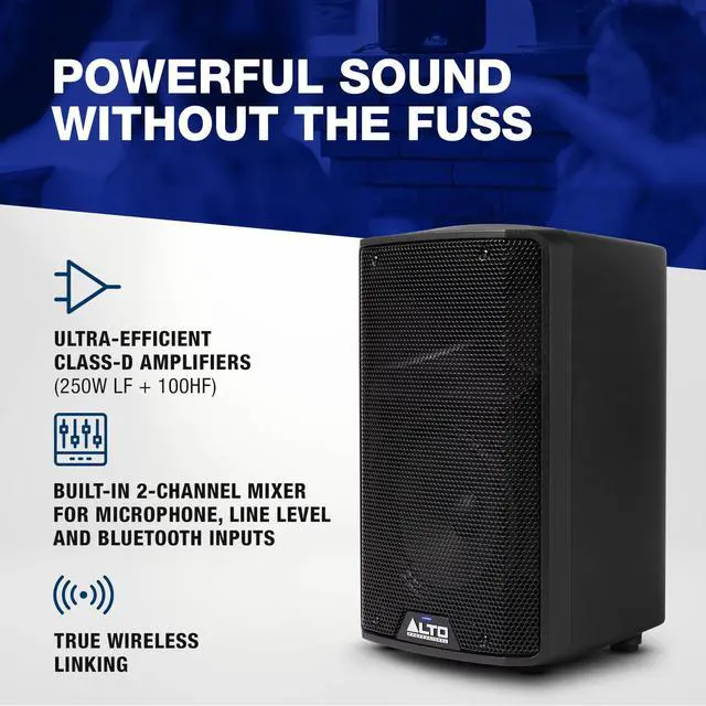 Alt view image 3 of 7 - A TX408 350W 8" Powered PA Speaker with Bluetooth, 2-Channel Mixer, Line Level for Mobile DJs and Musicians, for Small Venues, Rehearsals and Events