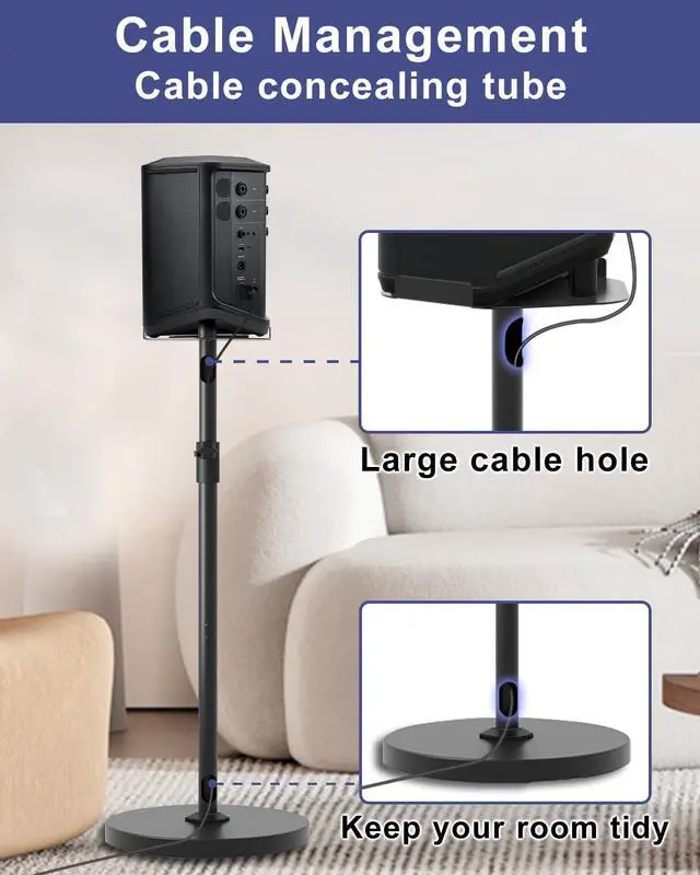 Alt view image 5 of 7 - New Upgrade Height Adjustable Speaker Stand for Bose S1 Pro / S1 Pro Plus / S1 Pro+, Extends 45" to 54", Holds up to 20LBS, Heavy Duty Speakers Stands for Bose, Easy to Install, with Screws