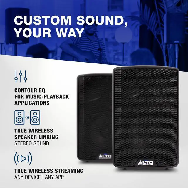 Alt view image 5 of 7 - A TX408 350W 8" Powered PA Speaker with Bluetooth, 2-Channel Mixer, Line Level for Mobile DJs and Musicians, for Small Venues, Rehearsals and Events