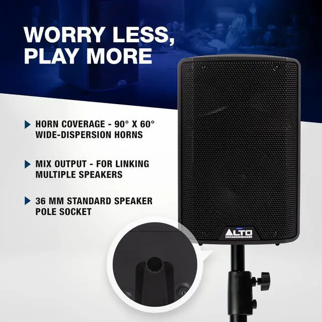 Alt view image 6 of 7 - A TX408 350W 8" Powered PA Speaker with Bluetooth, 2-Channel Mixer, Line Level for Mobile DJs and Musicians, for Small Venues, Rehearsals and Events