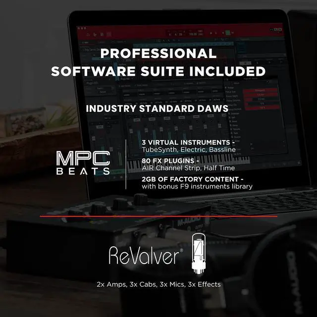 Alt view image 6 of 6 - Recording, Streaming and Podcasting Bundle M-Track Duo USB Audio Interface and 120W BX4 Stereo Speakers, Plus a Software Suite Included