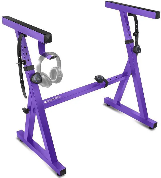 Main image of Piano Keyboard Stand - Z Style Adjustable and Portable Heavy Duty Music Stand for Kids and Adults -Fits 54-88 Key Electric Pianos - Sturdy Musical Keyboard Stand (Purple)