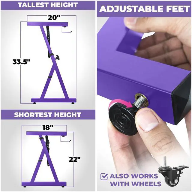 Alt view image 3 of 6 - Piano Keyboard Stand - Z Style Adjustable and Portable Heavy Duty Music Stand for Kids and Adults -Fits 54-88 Key Electric Pianos - Sturdy Musical Keyboard Stand (Purple)