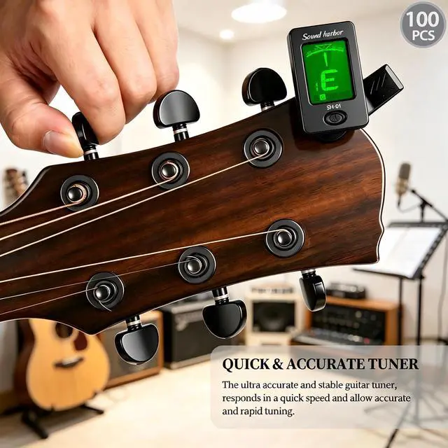 Alt view image 2 of 7 - Guitar Tuner Clip On Ukulele Tuner for All Instruments Guitar Bass Ukulele Violin banjo (Tuners 100 Pack)