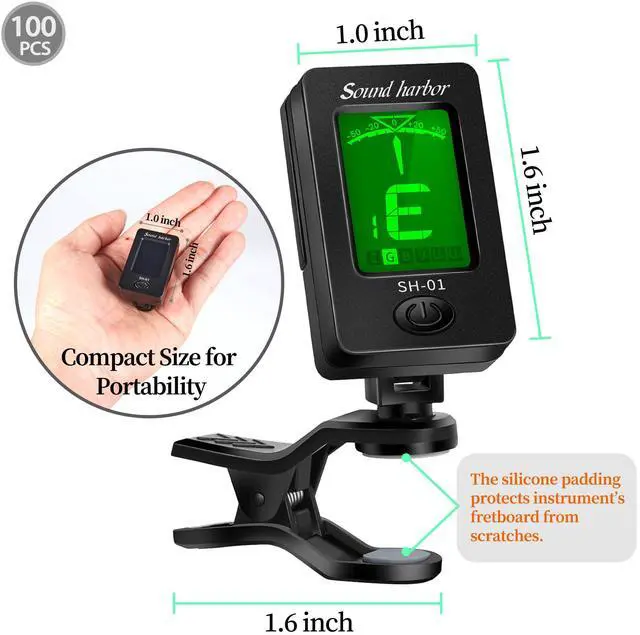 Alt view image 7 of 7 - Guitar Tuner Clip On Ukulele Tuner for All Instruments Guitar Bass Ukulele Violin banjo (Tuners 100 Pack)
