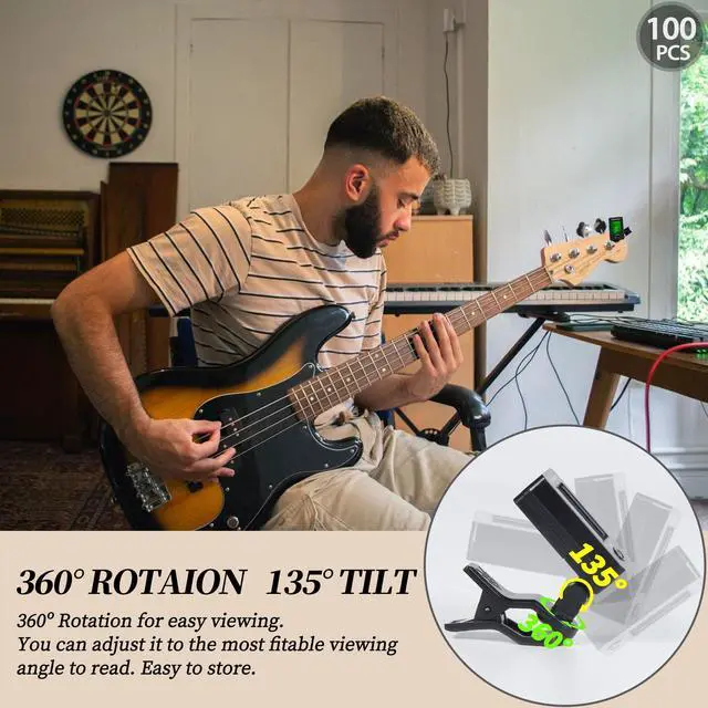 Alt view image 5 of 7 - Guitar Tuner Clip On Ukulele Tuner for All Instruments Guitar Bass Ukulele Violin banjo (Tuners 100 Pack)