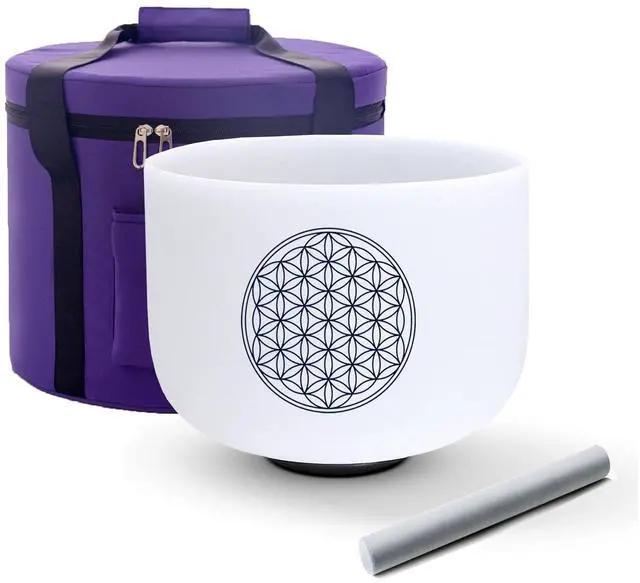 Main image of 528hz Crystal Singing Bowl,8Inch C Note Sound Healing Meditation | Quartz Meditation Bowl, Blue Life Flower Design,Chakra Tuned Bowl Energy Balance, Musical Instruments with Carry Case Bag