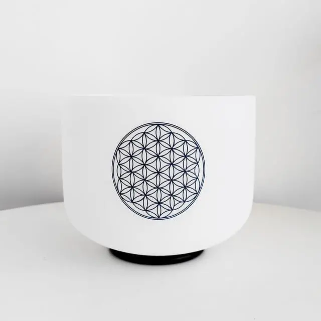Alt view image 3 of 7 - 528hz Crystal Singing Bowl,8Inch C Note Sound Healing Meditation | Quartz Meditation Bowl, Blue Life Flower Design,Chakra Tuned Bowl Energy Balance, Musical Instruments with Carry Case Bag