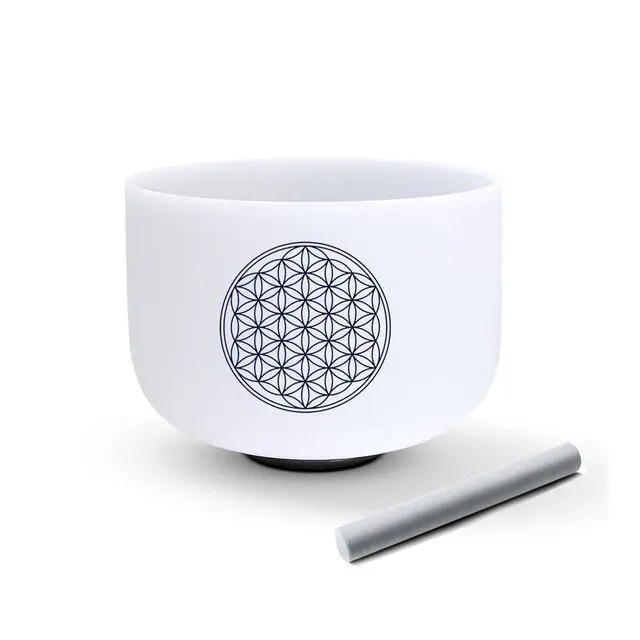 Alt view image 2 of 7 - 528hz Crystal Singing Bowl,8Inch C Note Sound Healing Meditation | Quartz Meditation Bowl, Blue Life Flower Design,Chakra Tuned Bowl Energy Balance, Musical Instruments with Carry Case Bag