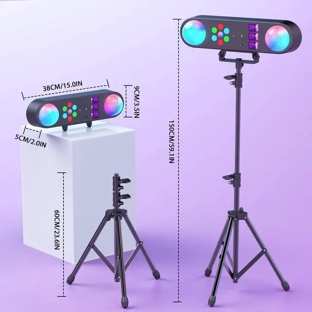 Alt view image 7 of 7 - DJ Lights with Stand,5 in 1 Dj Lights for Parties Disco Ball Stage Party Light Set with Sound Activated Control, UV,Strobe, Dyeing, Led Par Light and Pattern Lighting for Bar Wedding Christmas-1PC