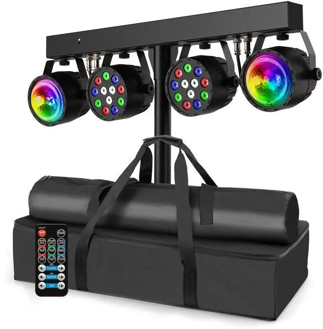 Main image of DJ Disco Lights with Stand, Professional LED Party Light Set, DJ Lighting System DMX512, Sound Activated Stage Lights Package for Gig Bar Wedding Live Band Club Booth Show Events