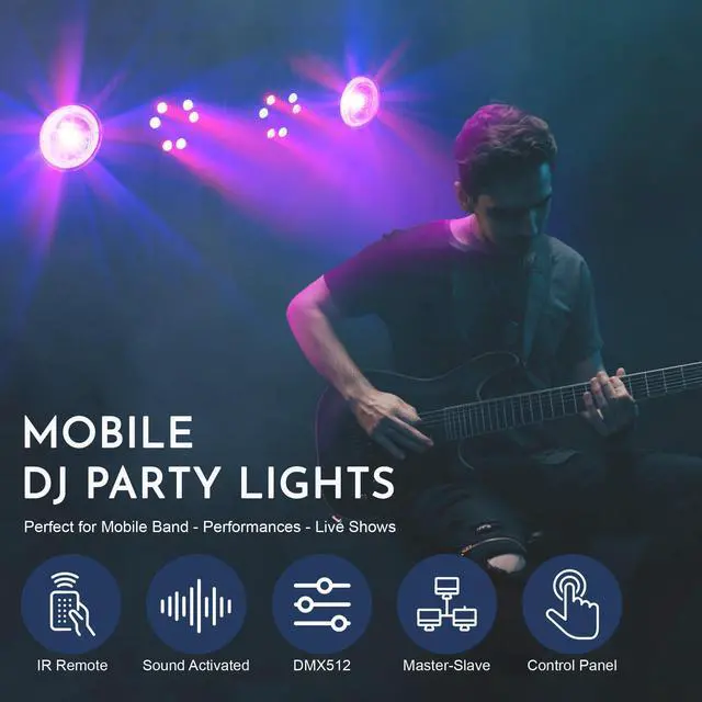 Alt view image 2 of 7 - DJ Disco Lights with Stand, Professional LED Party Light Set, DJ Lighting System DMX512, Sound Activated Stage Lights Package for Gig Bar Wedding Live Band Club Booth Show Events