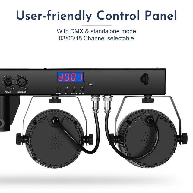 Alt view image 4 of 7 - DJ Disco Lights with Stand, Professional LED Party Light Set, DJ Lighting System DMX512, Sound Activated Stage Lights Package for Gig Bar Wedding Live Band Club Booth Show Events