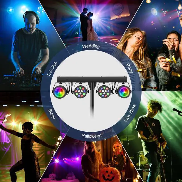 Alt view image 7 of 7 - DJ Disco Lights with Stand, Professional LED Party Light Set, DJ Lighting System DMX512, Sound Activated Stage Lights Package for Gig Bar Wedding Live Band Club Booth Show Events