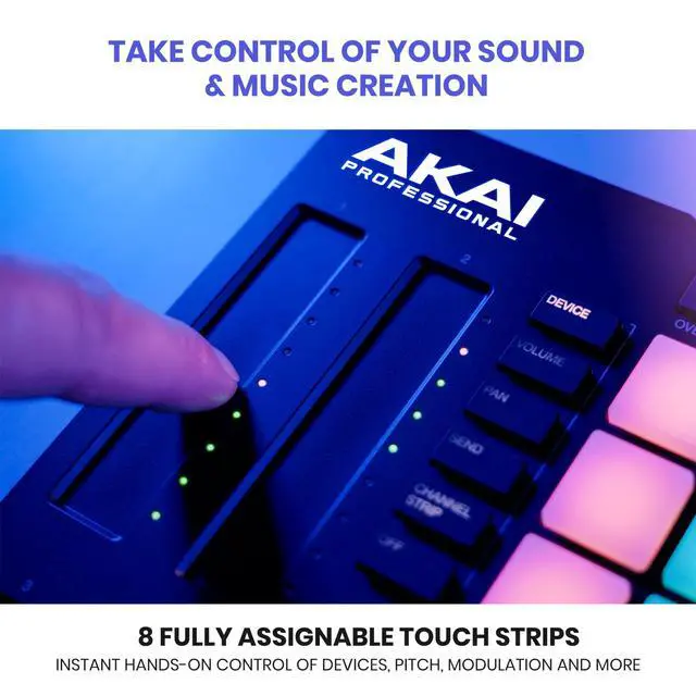 Alt view image 3 of 7 - APC64 Ableton MIDI Controller with 8 Touch Strips, Step Sequencer, 64 RGB Velocity-Sensitive Pads, CV Gates, MIDI In and Out, USB-C