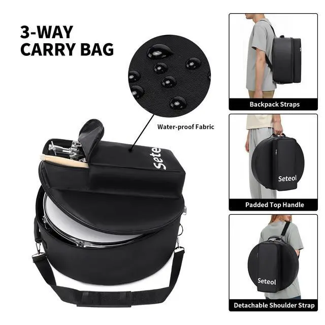 Alt view image 5 of 7 - Snare Drum Kit, 14" x 5.5" Marching Snare Drum + Storage Padded Bag | Silent Mute Pad + Pair Of 5A Drumsticks + Drums Key, Portable Drums Hardware Set for Adults (Black)