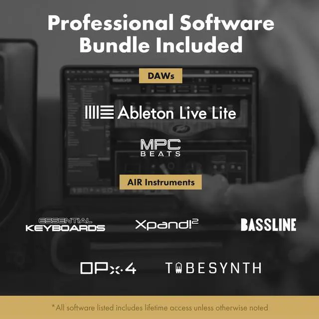 Alt view image 6 of 7 - M-Track Duo HD Audio Interface, M100 Condenser Microphone and HDH41 Studio Monitoring Headphones for Recording, Producers, Content Creators and Podcasters