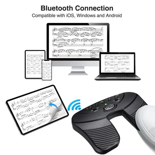 Alt view image 5 of 7 - Wireless Bluetooth Page Turner Pedal Music Page Turner Pedal for Ipad,Tablets Android IOS Phones Rechargeable Foot Pedal Silent Page Turner Ipad for Hands-Free