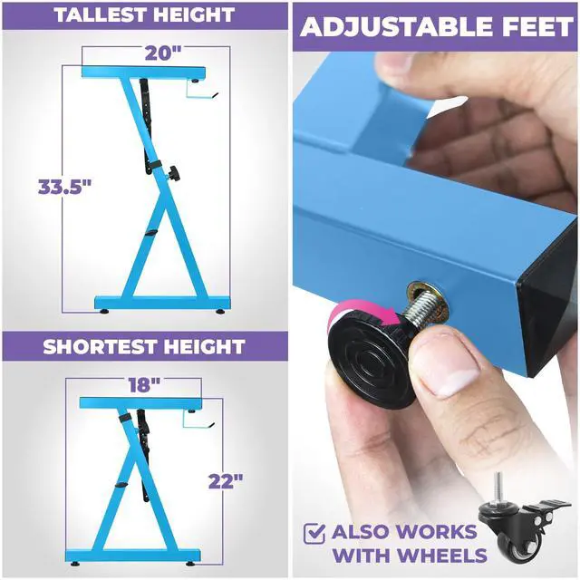 Alt view image 3 of 6 - Piano Keyboard Stand - Z Style Adjustable and Portable Heavy Duty Music Stand for Kids and Adults -Fits 54-88 Key Electric Pianos - Sturdy Musical Keyboard Stand (Light Blue)