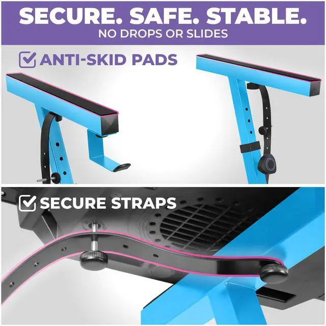 Alt view image 4 of 6 - Piano Keyboard Stand - Z Style Adjustable and Portable Heavy Duty Music Stand for Kids and Adults -Fits 54-88 Key Electric Pianos - Sturdy Musical Keyboard Stand (Light Blue)