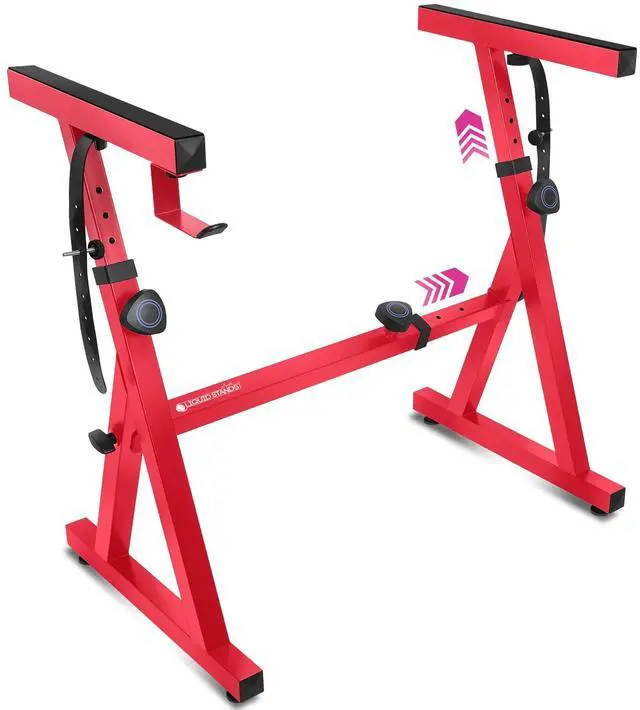 Main image of Piano Keyboard Stand - Z Style Adjustable and Portable Heavy Duty Music Stand for Kids and Adults -Fits 54-88 Key Electric Pianos - Sturdy Musical Keyboard Stand (Red)
