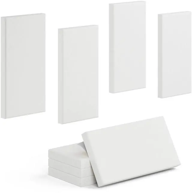 Main image of 4 Pack High-Density Core with Fabric Cover Acoustic Panels 24×12×2 In Self-Adhesive Soundproofing and Sound-Absorbing Wall Panels for Echo Reduction in Studio, Theater, or Recording (Linen White)