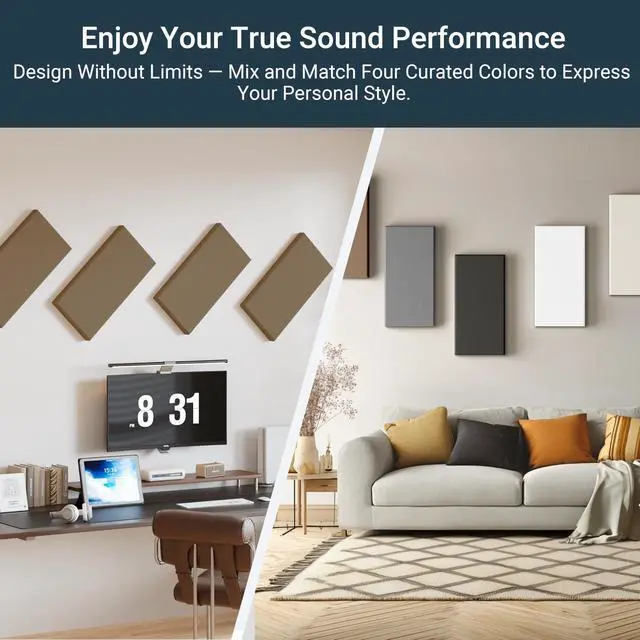 Alt view image 7 of 7 - 4 Pack High-Density Core with Fabric Cover Acoustic Panels 24×12×2 In Self-Adhesive Soundproofing and Sound-Absorbing Wall Panels for Echo Reduction in Studio, Theater, or Recording (Mocha Brown)