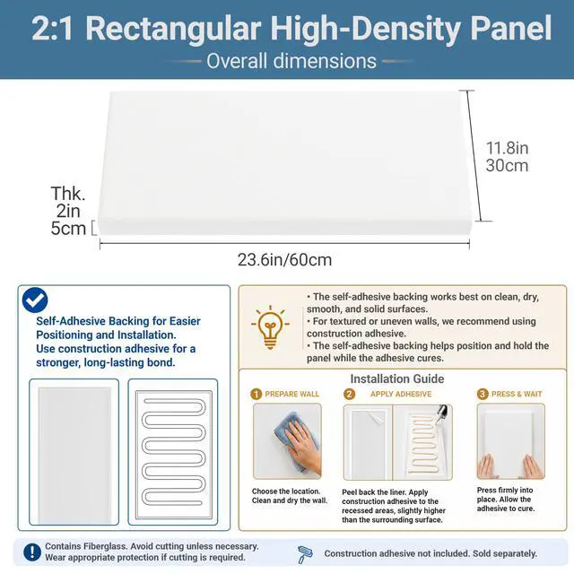 Alt view image 2 of 7 - 4 Pack High-Density Core with Fabric Cover Acoustic Panels 24×12×2 In Self-Adhesive Soundproofing and Sound-Absorbing Wall Panels for Echo Reduction in Studio, Theater, or Recording (Linen White)