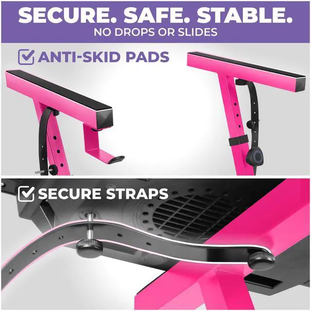 Alt view image 4 of 6 - Piano Keyboard Stand - Z Style Adjustable and Portable Heavy Duty Music Stand for Kids and Adults -Fits 54-88 Key Electric Pianos - Sturdy Musical Keyboard Stand (Pink)