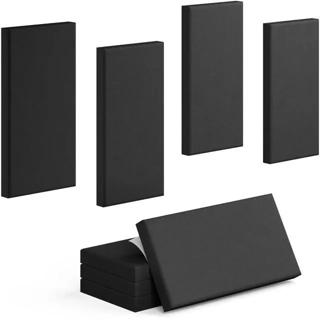 Main image of 4 Pack High-Density Core with Fabric Cover Acoustic Panels 24×12×2 In Self-Adhesive Soundproofing and Sound-Absorbing Wall Panels for Echo Reduction in Studio, Theater, or Recording (Midnight Black)