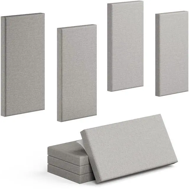 Main image of 4 Pack High-Density Core with Fabric Cover Acoustic Panels 24×12×2 In Self-Adhesive Soundproofing and Sound-Absorbing Wall Panels for Echo Reduction in Studio, Theater, or Recording (Pebble Gray)
