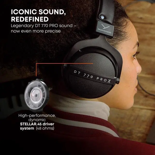 Alt view image 6 of 7 - DT 770 Pro X Wired Over-Ear Headphones, 48 Ohm, Closed-Back Professional Recording Studio Monitor. Recording, Monitoring, Sound Isolation, Handmade in Germany. Black