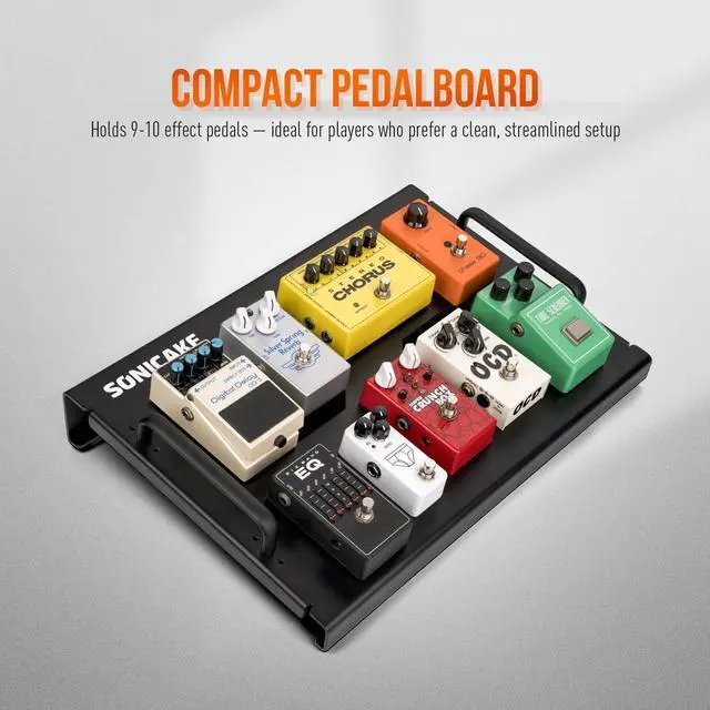 Alt view image 2 of 6 - Guitar Pedal Board, 18" Guitar Effects Light Aluminum Alloy Pedalboard with Pedals Mountain Tape, Cable Tie & Screwdriver, Black 18"x 12.7"x 1.6"/2.7" (L Pedal)
