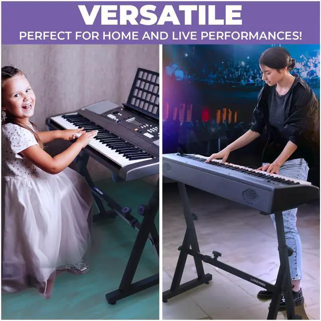 Alt view image 6 of 6 - Piano Keyboard Stand - Z Style Adjustable and Portable Heavy Duty Music Stand for Kids and Adults -Fits 54-88 Key Electric Pianos - Sturdy Musical Keyboard Stand (Black)