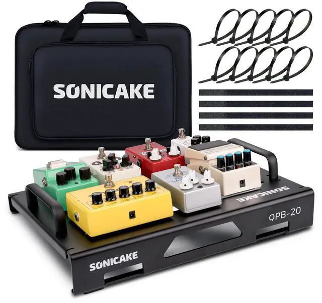 Main image of 15" Guitar Pedal Board with Carry Bag, Light Aluminum Alloy Guitar Effects Pedalboard 15"x 11.2", Included Pedals Mountain Tape, Cable Tie & Screwdriver (M Pedal with Bag)