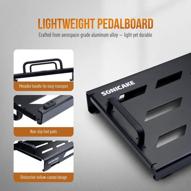 Alt view image 3 of 7 - 15" Guitar Pedal Board with Carry Bag, Light Aluminum Alloy Guitar Effects Pedalboard 15"x 11.2", Included Pedals Mountain Tape, Cable Tie & Screwdriver (M Pedal with Bag)