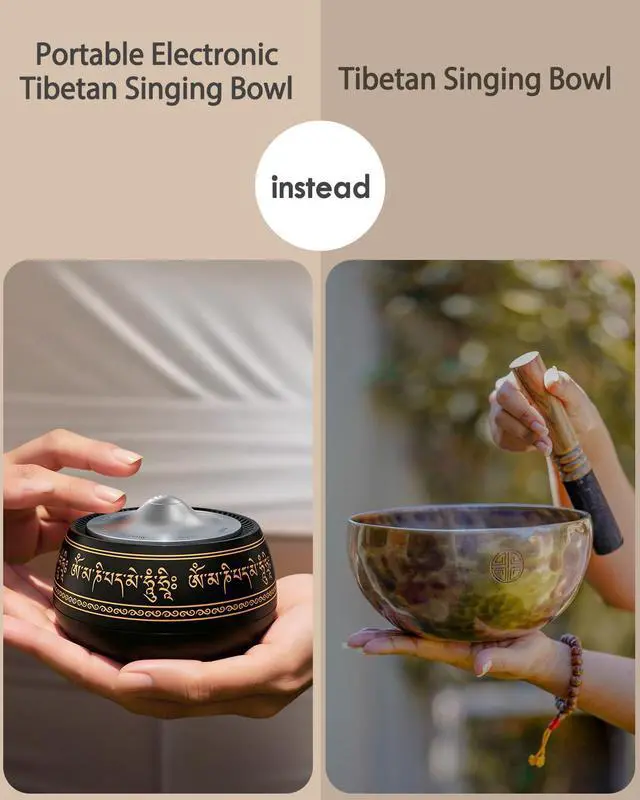 Alt view image 2 of 7 - Portable Electronic Tibetan Singing Bowl, 8 Chakra Modes with 8 Chakra Cycle Play Mode, Auto/Manual Mode, Vibration & Built-in Timer, USB-C Rechargeable Meditation Device for Yoga, Reiki, Relaxation