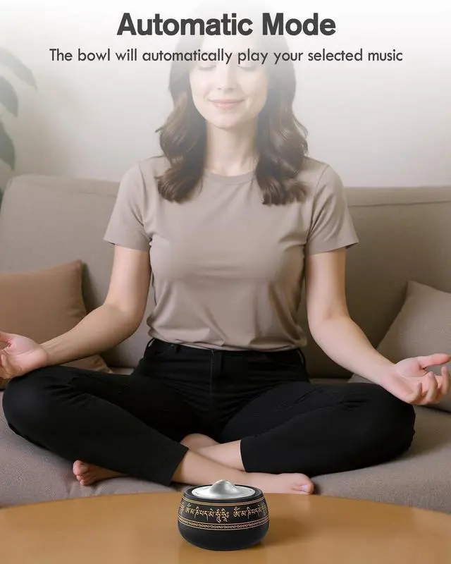 Alt view image 3 of 7 - Portable Electronic Tibetan Singing Bowl, 8 Chakra Modes with 8 Chakra Cycle Play Mode, Auto/Manual Mode, Vibration & Built-in Timer, USB-C Rechargeable Meditation Device for Yoga, Reiki, Relaxation