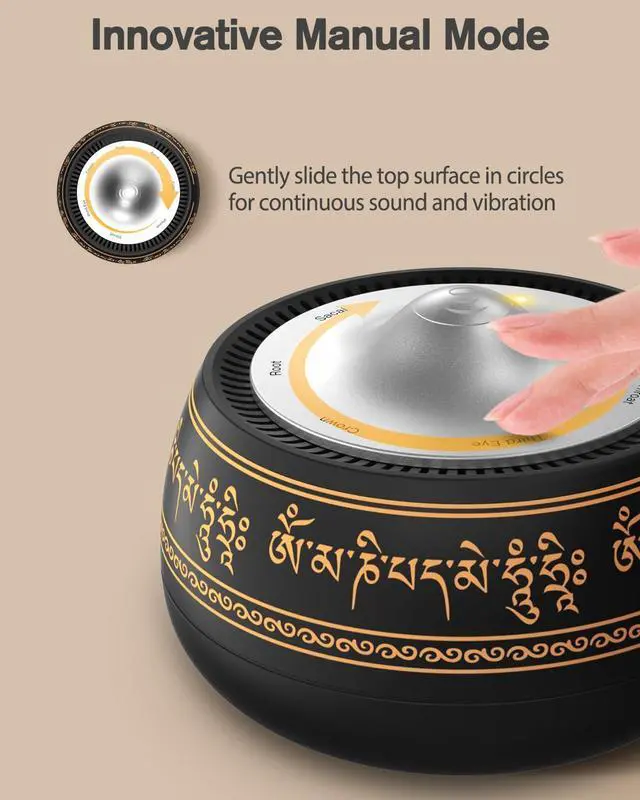 Alt view image 4 of 7 - Portable Electronic Tibetan Singing Bowl, 8 Chakra Modes with 8 Chakra Cycle Play Mode, Auto/Manual Mode, Vibration & Built-in Timer, USB-C Rechargeable Meditation Device for Yoga, Reiki, Relaxation