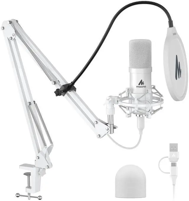 Main image of A04 White USB Microphone, 192kHz/24Bit Condenser Mic for PC Podcast | Plug & Play Computer Cardioid Metal Mic Kit with Pro Sound Chipset for Recording, Gaming, Content Creation, Stream, YouTube