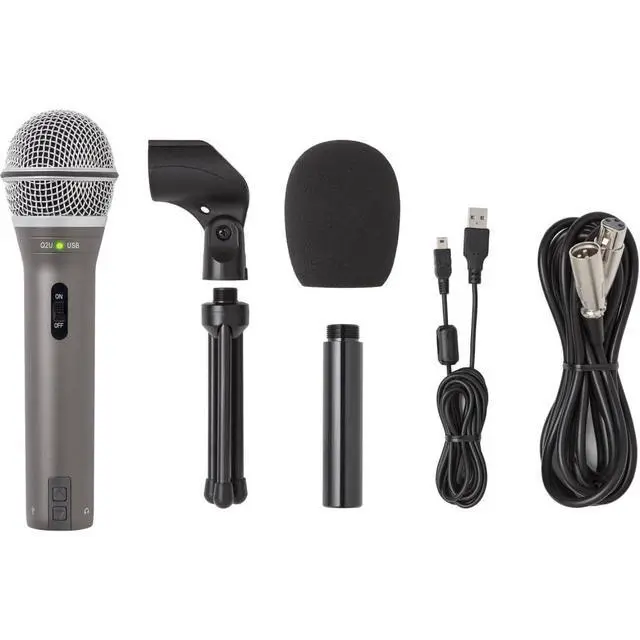 Alt view image 2 of 7 - Technologies Q2U USB/XLR Dynamic Microphone Recording and Podcasting Pack | Gray Bundled with Pop Filter + Mic Arm + Microfiber Cleaning Cloth (4 Items)