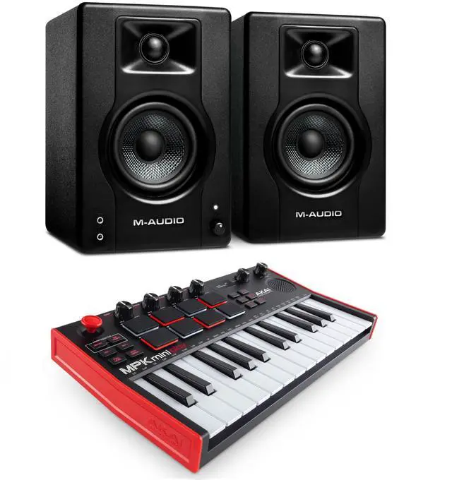 Main image of Recording Studio Package - MPK Mini Play USB MIDI Keyboard Controller and M-Audio BX3 3.5" 120W Speakers, with Production Software