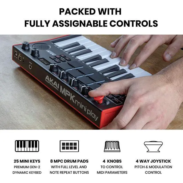 Alt view image 4 of 7 - Recording Studio Package - MPK Mini Play USB MIDI Keyboard Controller and M-Audio BX3 3.5" 120W Speakers, with Production Software